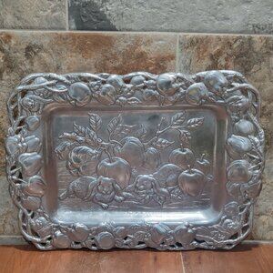 Vintage Arthur Court Serving Tray Rabbits Apples Foliage 1993